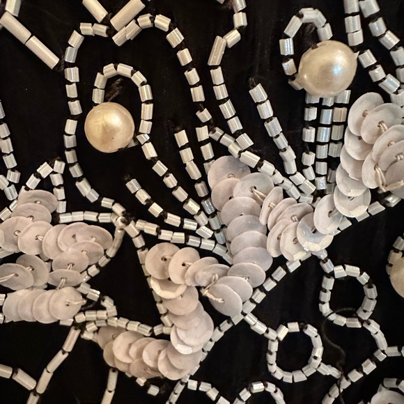 Vintage Cache (Gold tag) fully beaded & sequins black & white gown Size Medium - Picture 4 of 8